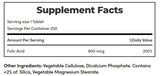 Nature's Bounty Folic Acid 800 mcg 250 tablets on a wooden table