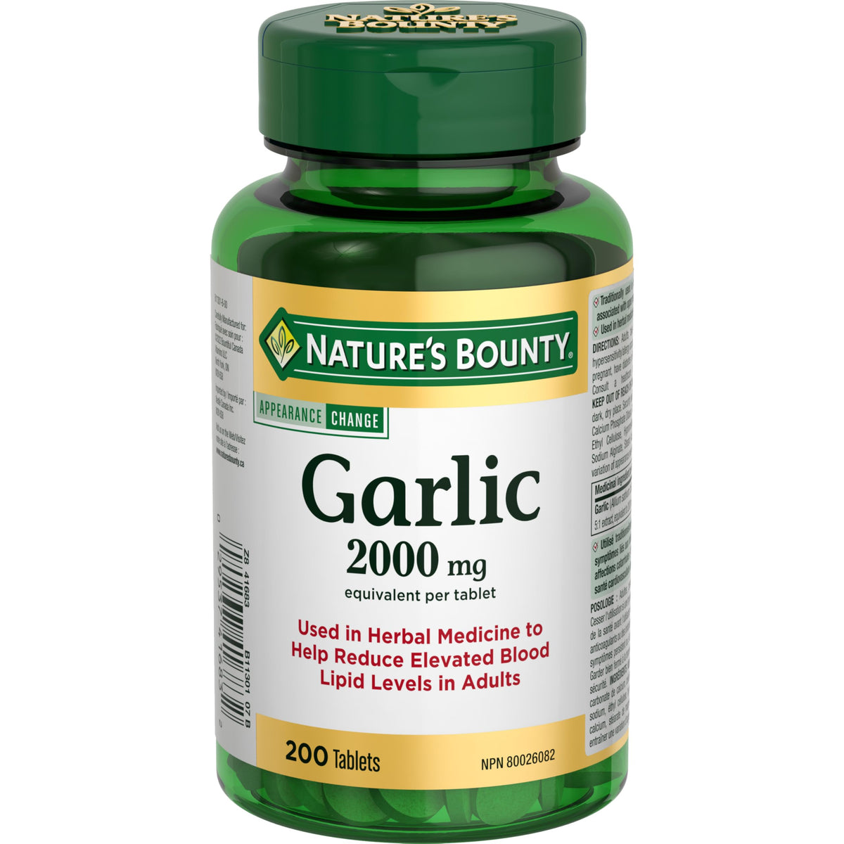 Nature's Bounty Garlic 2000 mg supplement bottle front view