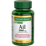 Nature's Bounty Garlic 2000 mg supplement bottle side view
