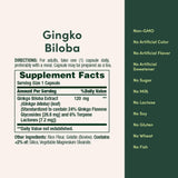 Nature's Bounty Ginkgo Biloba 120mg back view of packaging