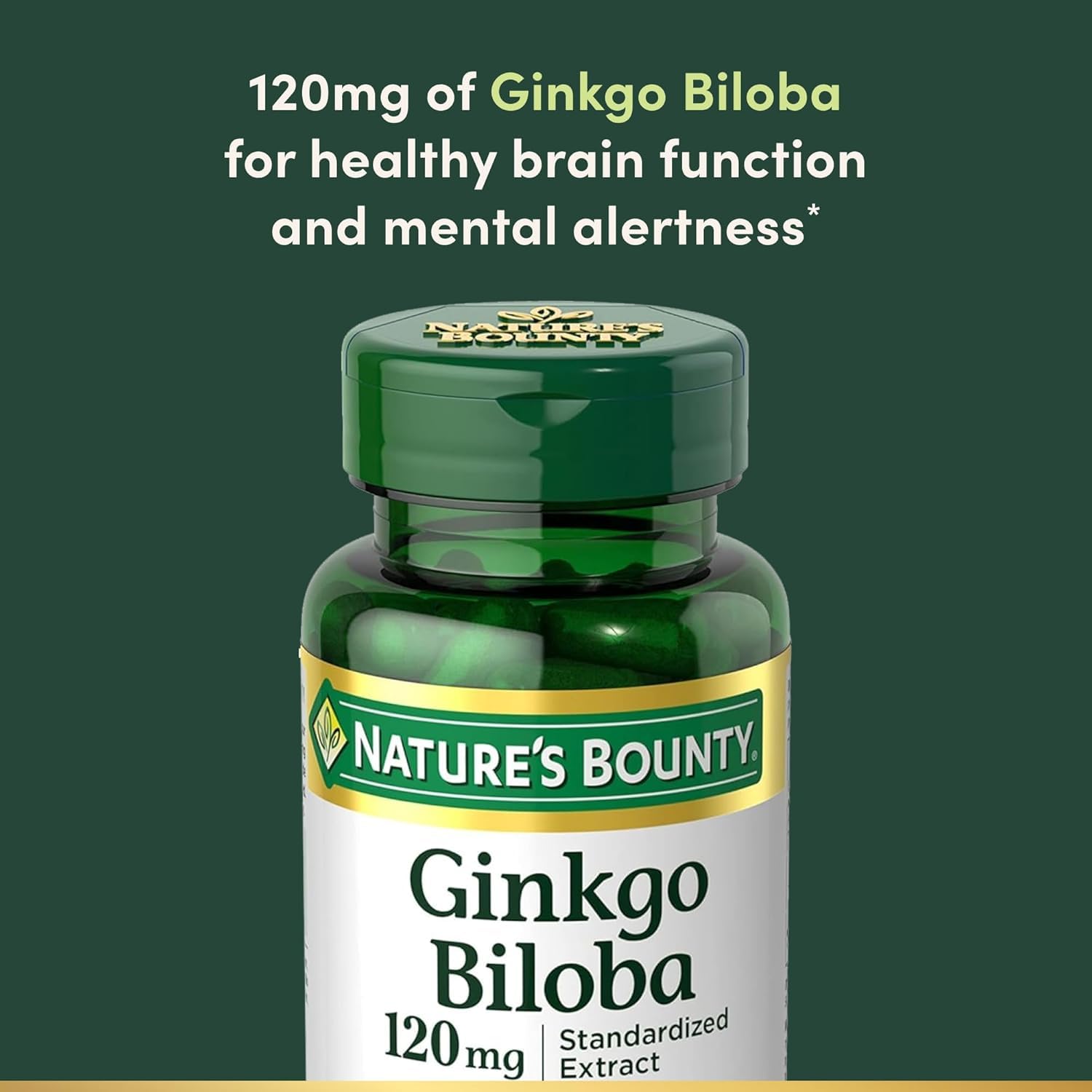 Nature's Bounty Ginkgo Biloba 120mg capsule close-up