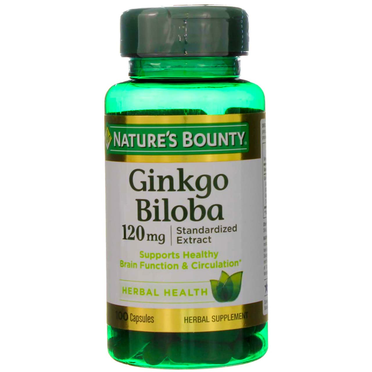 Nature's Bounty Ginkgo Biloba 120mg capsules front view