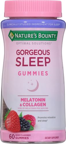 Nature's Bounty Gorgeous Sleep Gummies with a scoop showing texture