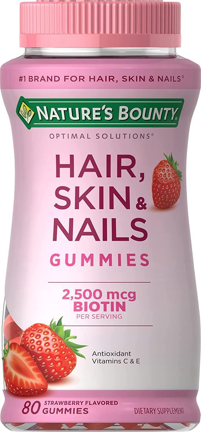 Nature's Bounty Hair Skin and Nails Gummies 80 count bottle front view