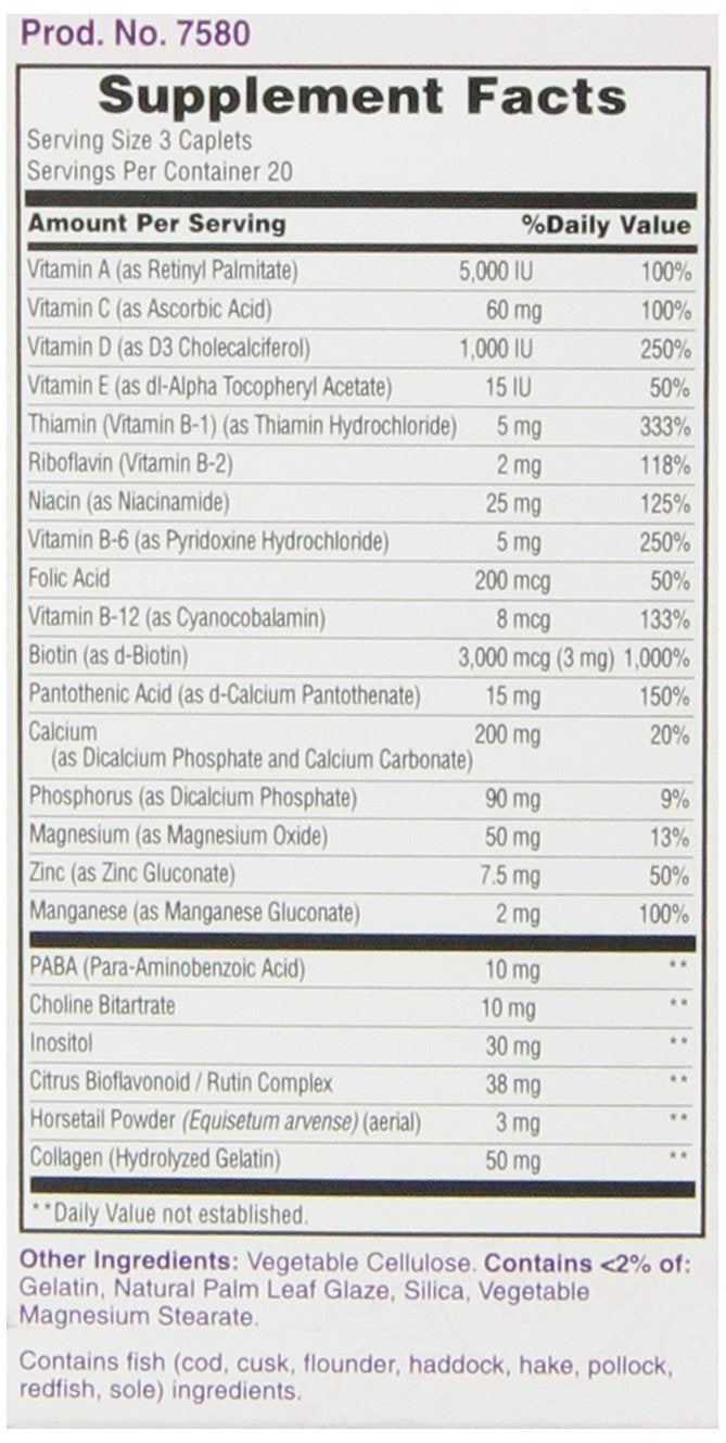 Nature's Bounty Hair, Skin & Nails supplement side view