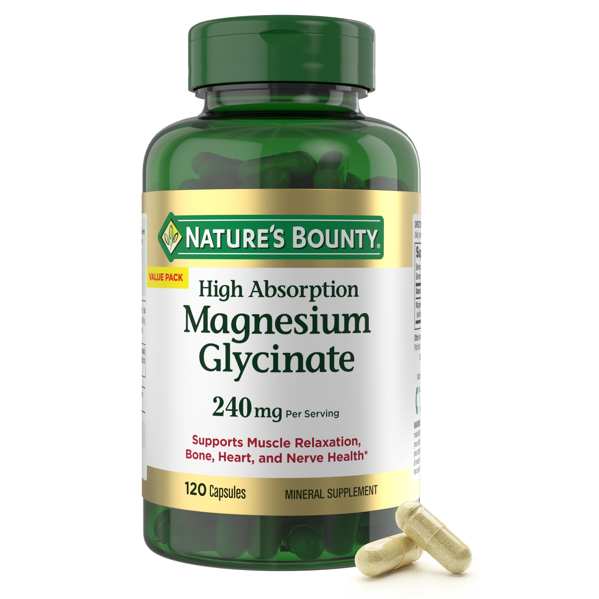 Nature's Bounty High Absorption Magnesium Glycinate 240mg front view