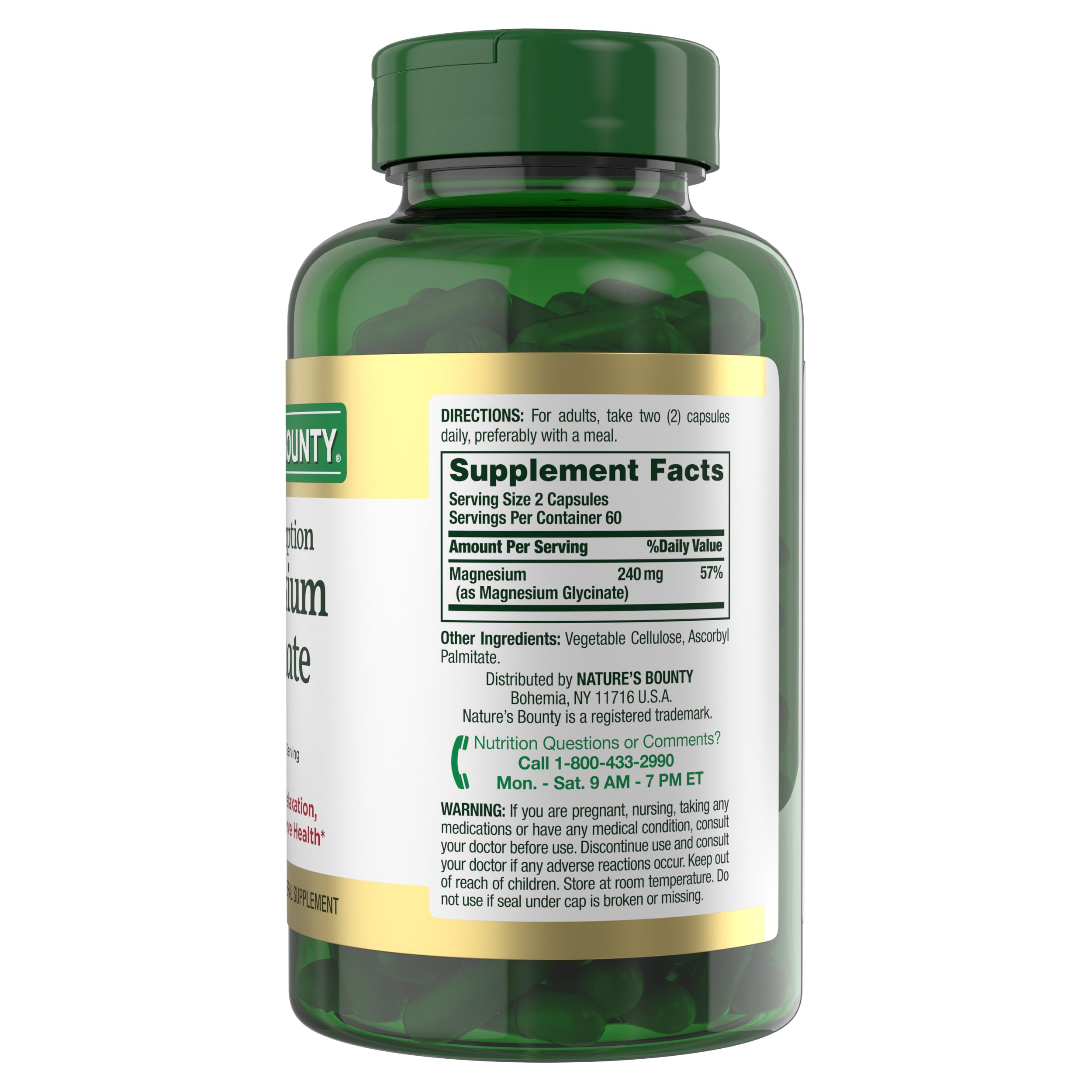 Nature's Bounty High Absorption Magnesium Glycinate 240mg with measuring spoon