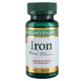 Nature's Bounty Iron 65 mg Tablets front view with packaging