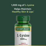 Nature's Bounty L-Lysine tablets on a wooden surface