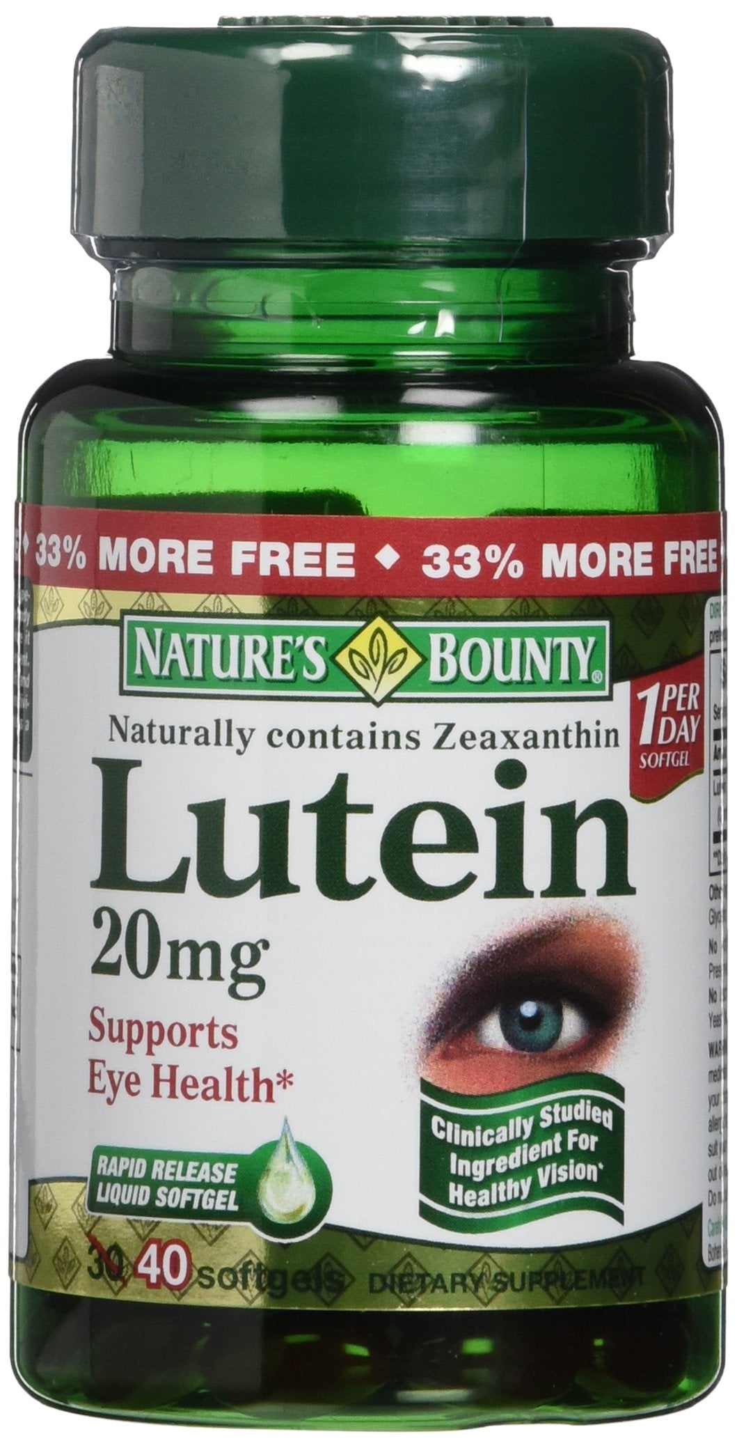 Nature's Bounty Lutein Eye Health Supplement 91g front view