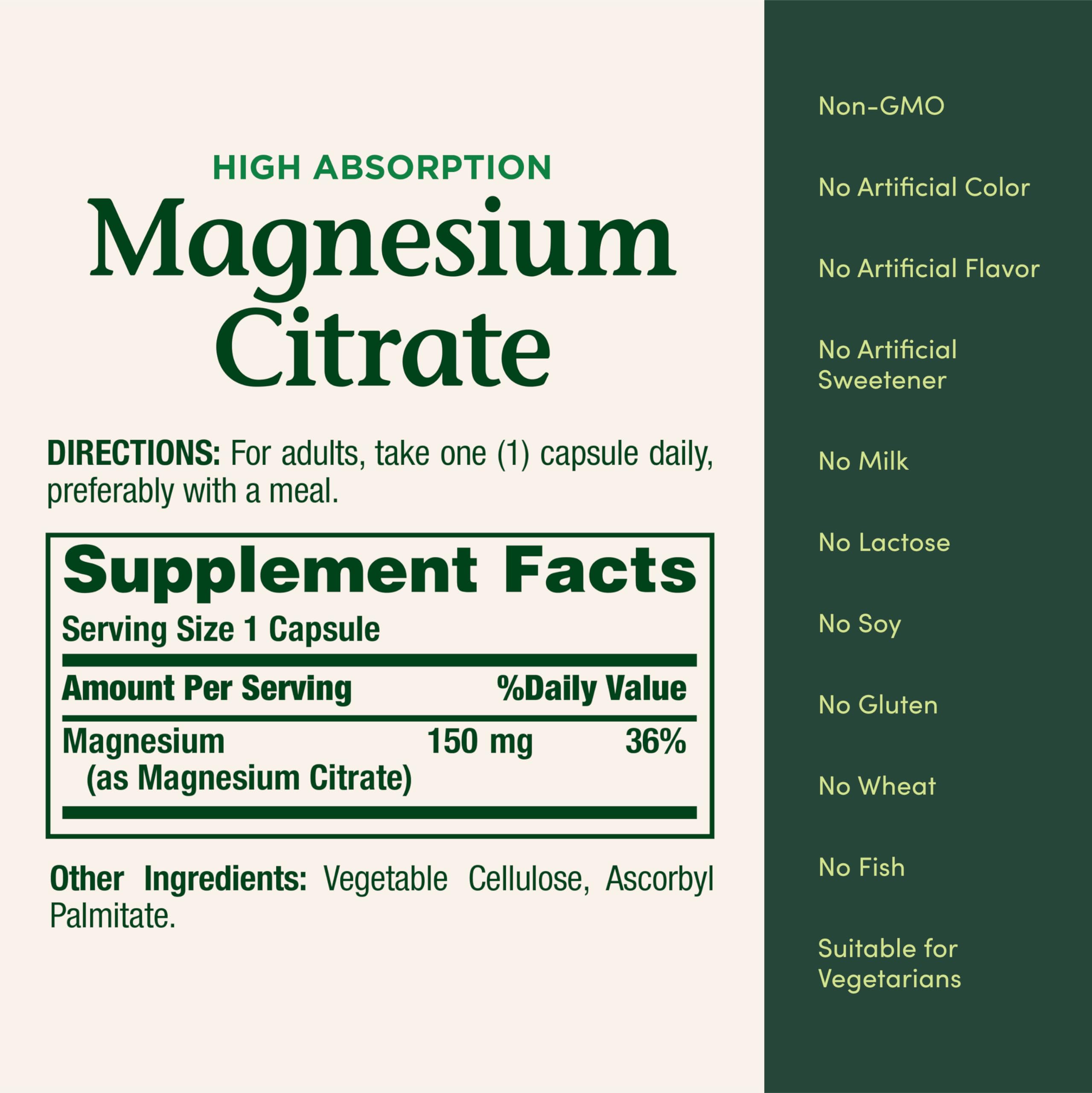 Nature's Bounty Magnesium Citrate Capsules 150mg close-up of capsules