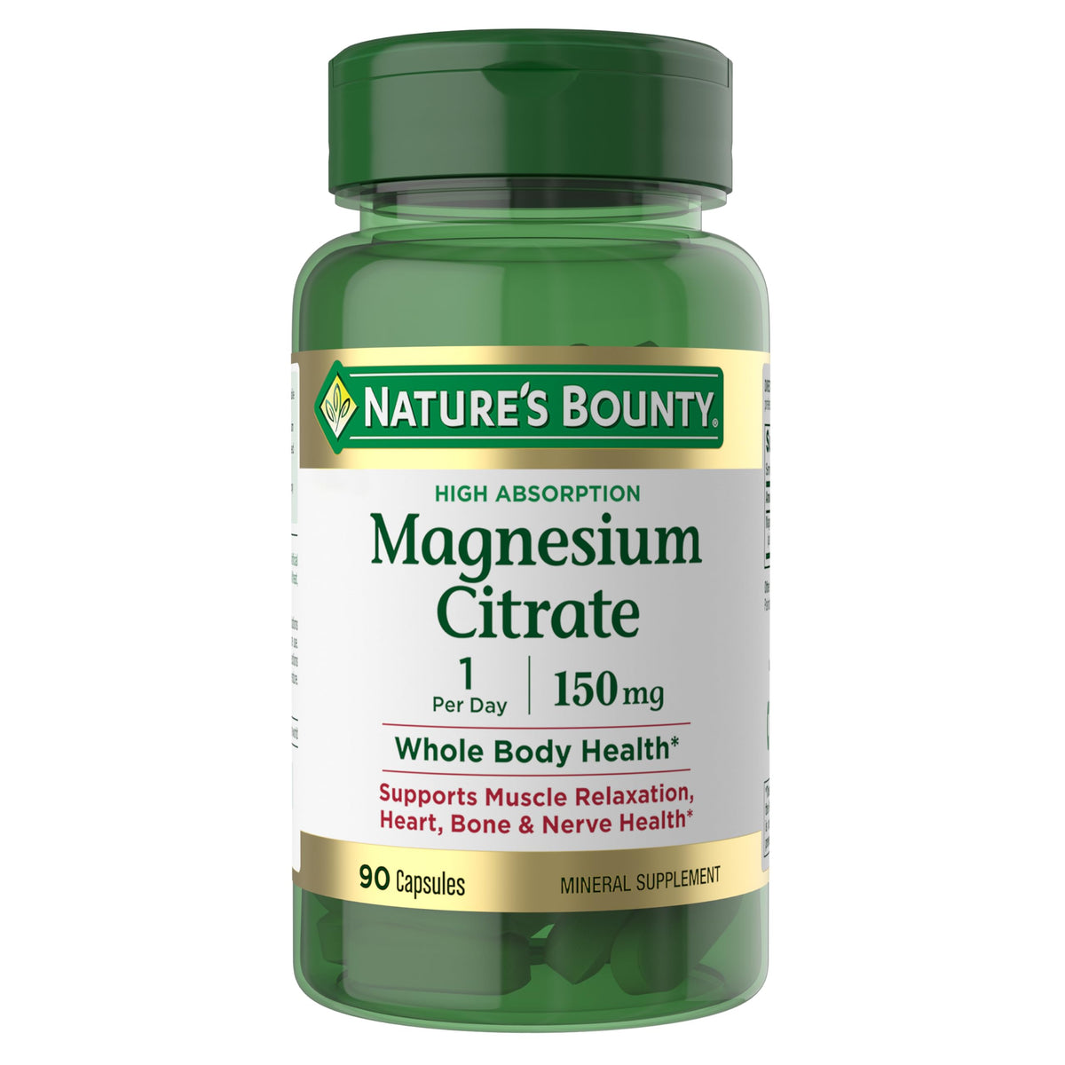 Nature's Bounty Magnesium Citrate Capsules 150mg front view