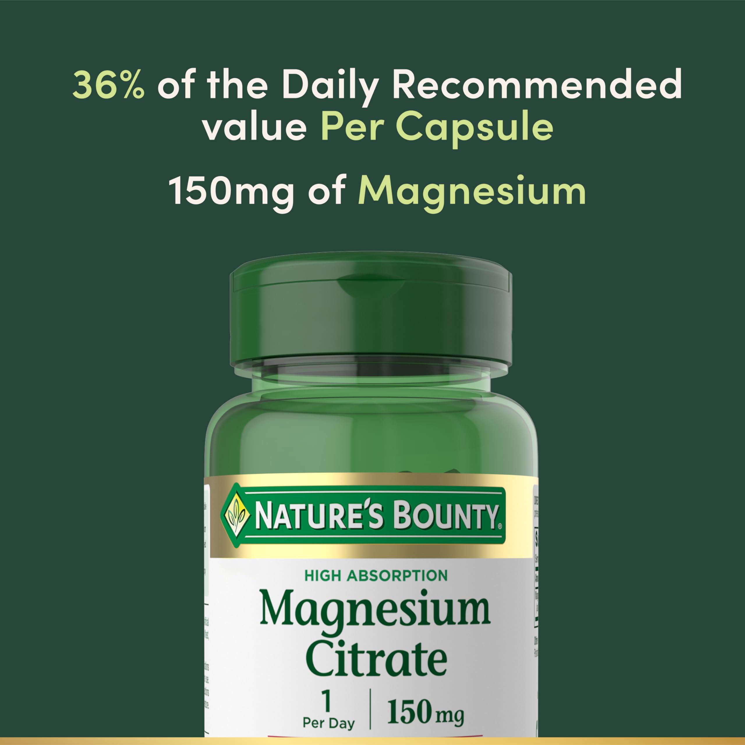 Nature's Bounty Magnesium Citrate Capsules 150mg side view