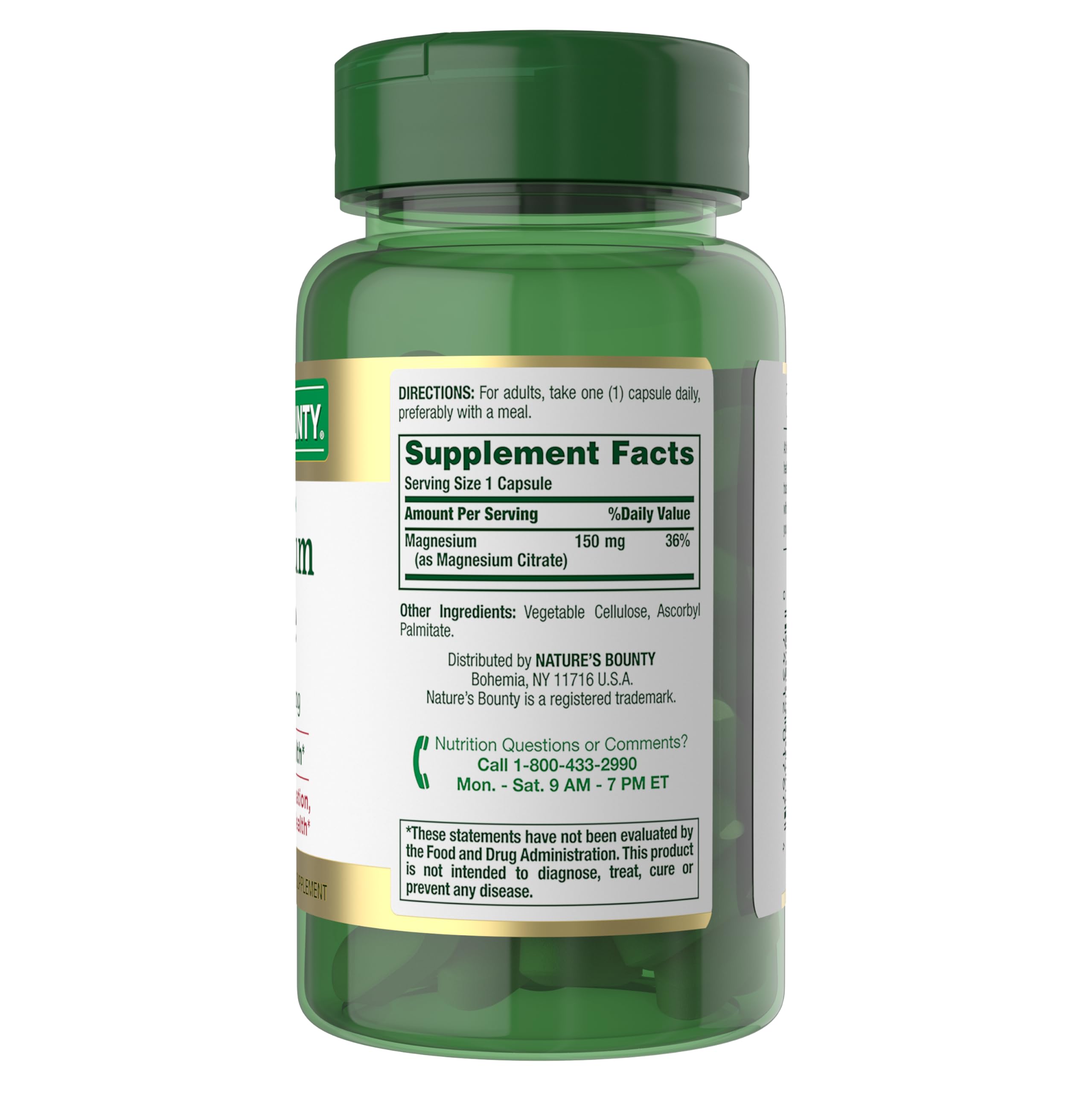 Nature's Bounty Magnesium Citrate Capsules 150mg with measuring spoon