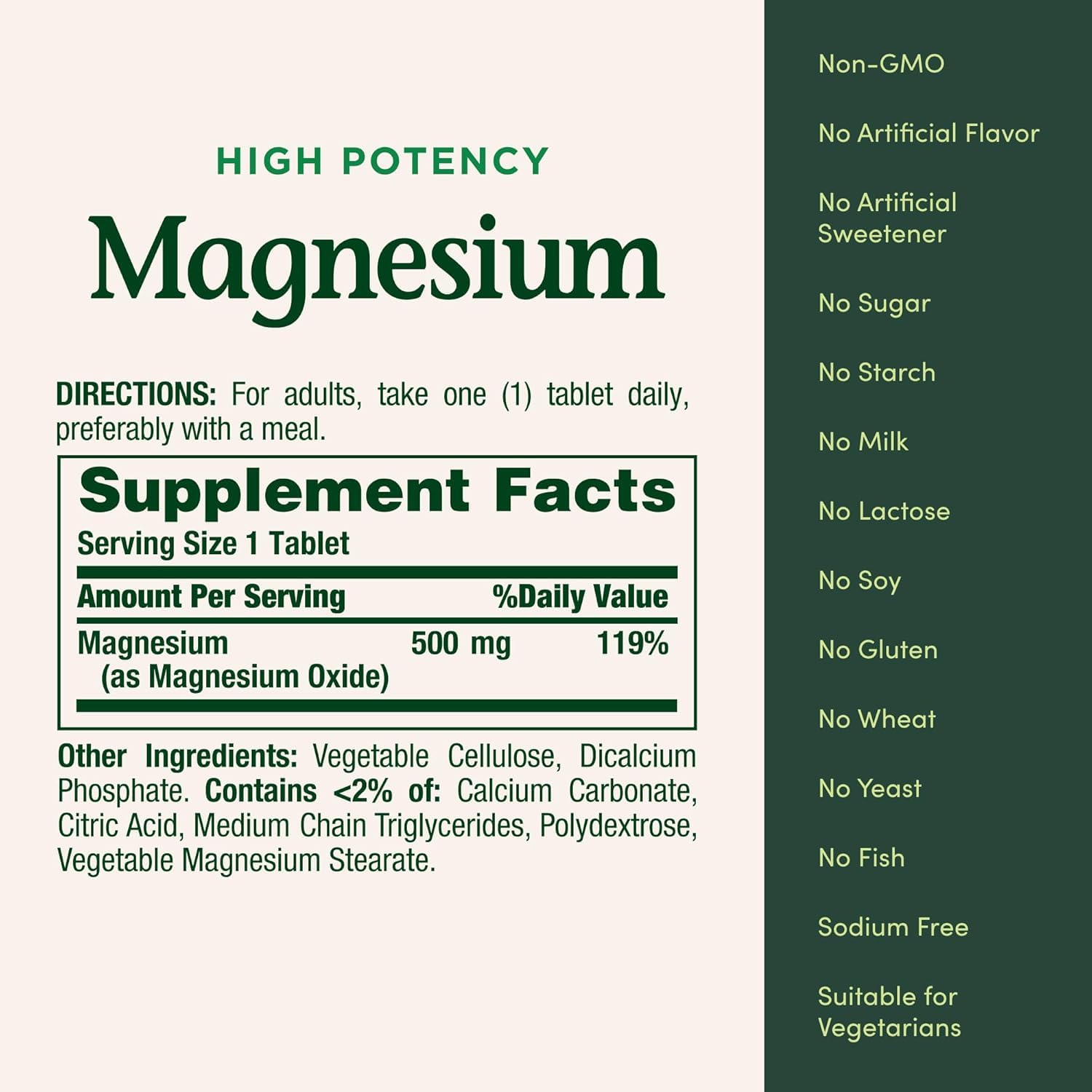 Nature's Bounty Magnesium Oxide Tablets close-up of tablet