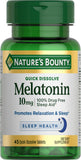 Nature's Bounty Melatonin 10mg 45 Quick Dissolve Tablets front view