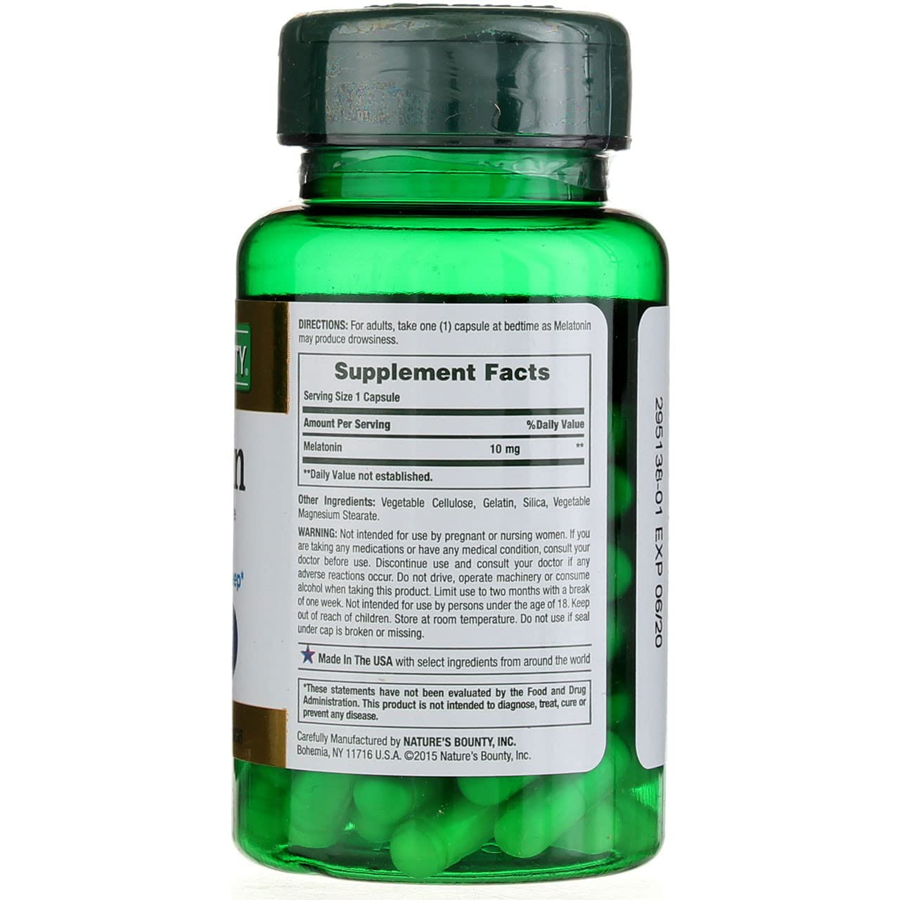 Nature's Bounty Melatonin 10mg Capsules packaging