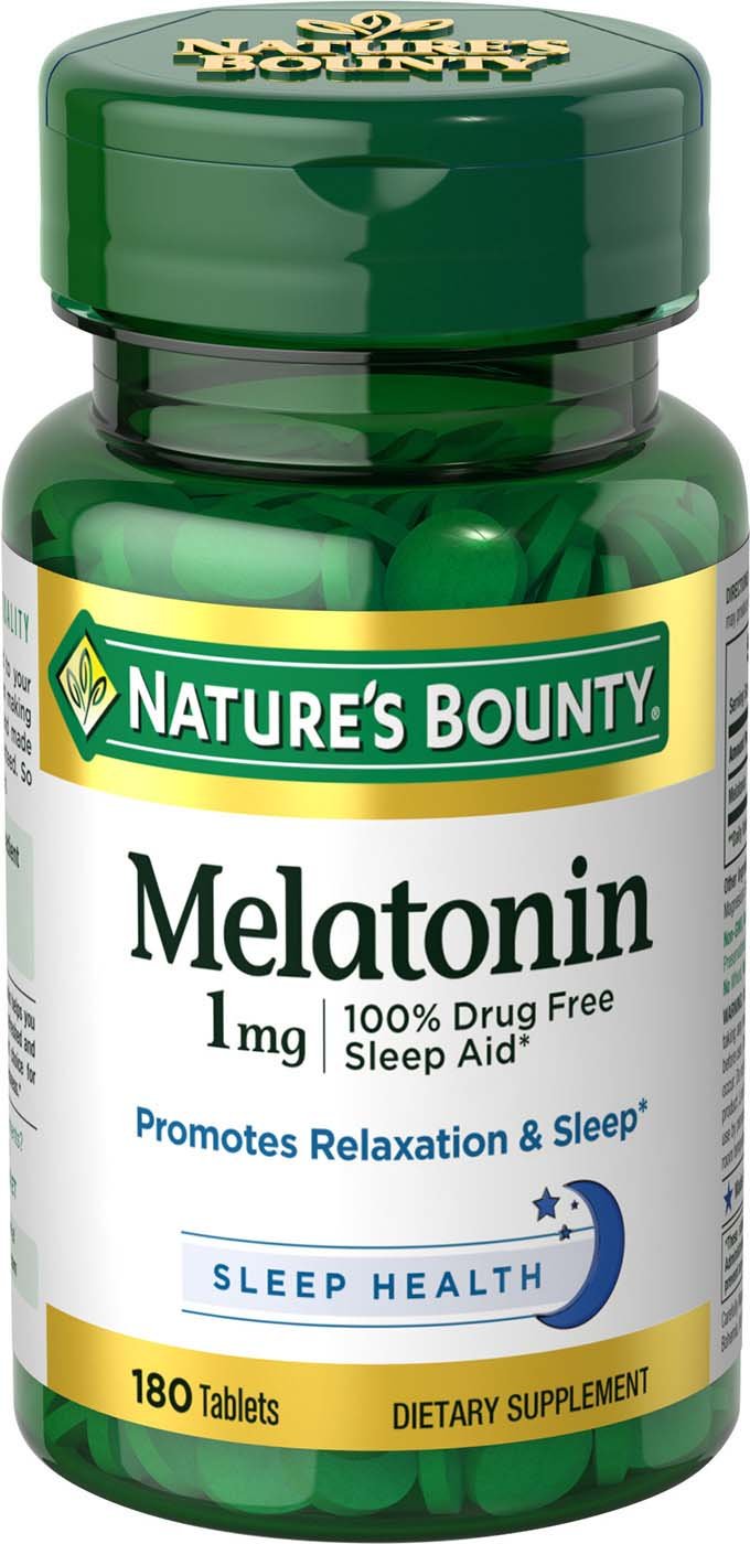 Nature's Bounty Melatonin 1mg 180 Tablets front view