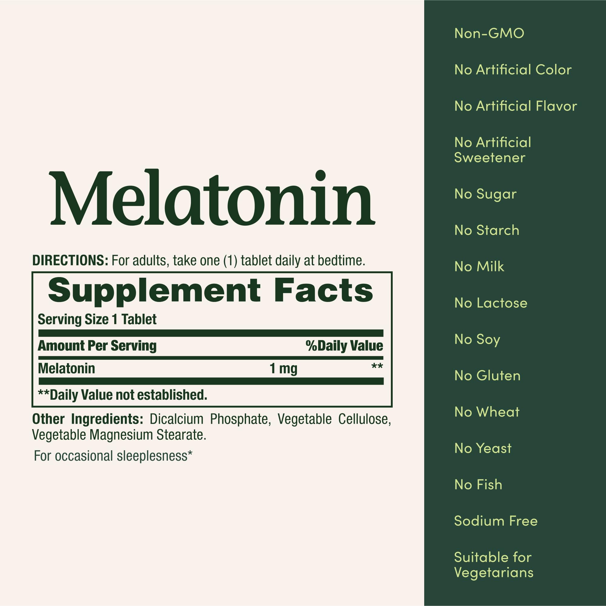 Nature's Bounty Melatonin 1mg tablet close-up