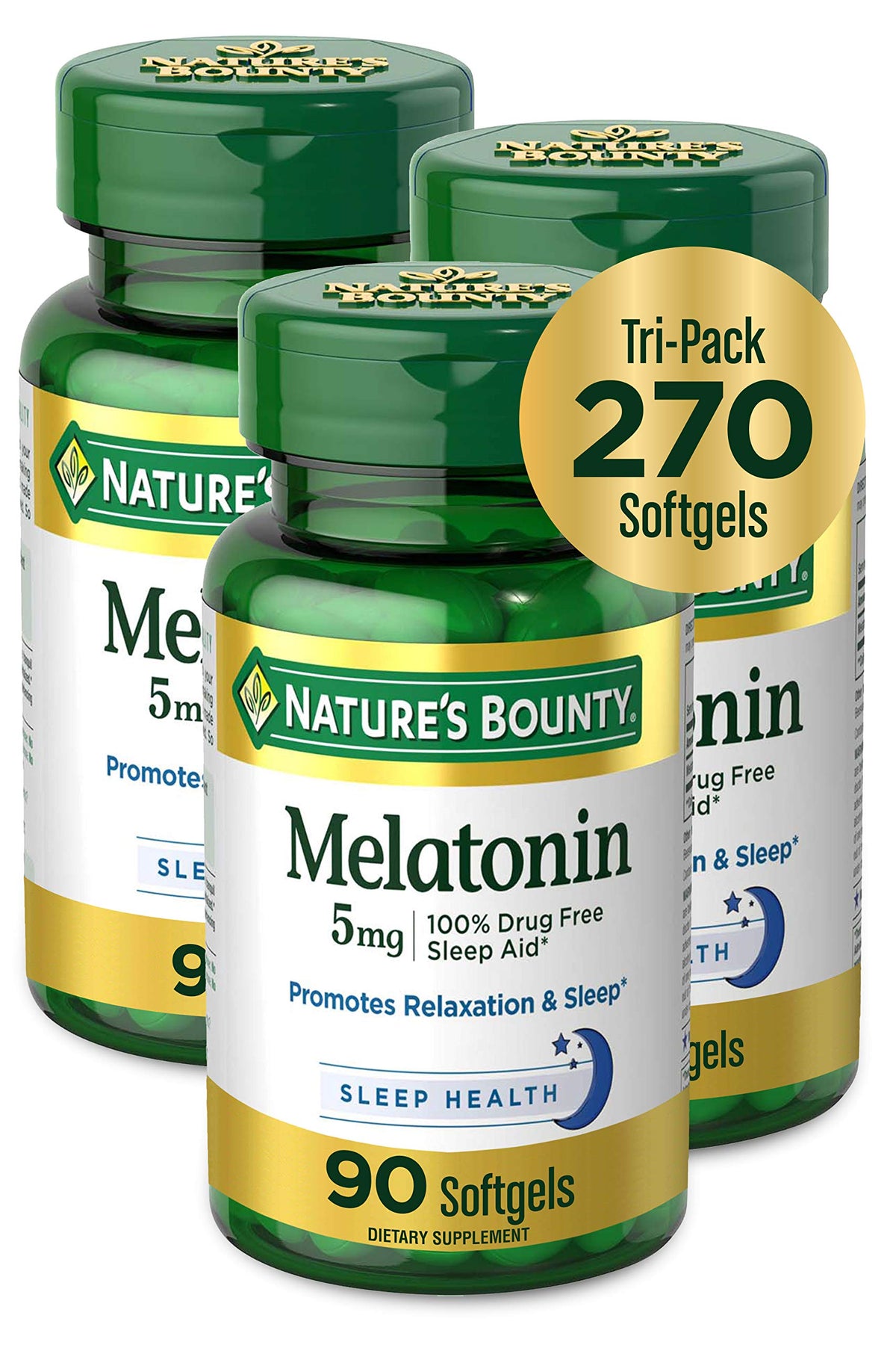 Nature's Bounty Melatonin 5 mg softgel front view