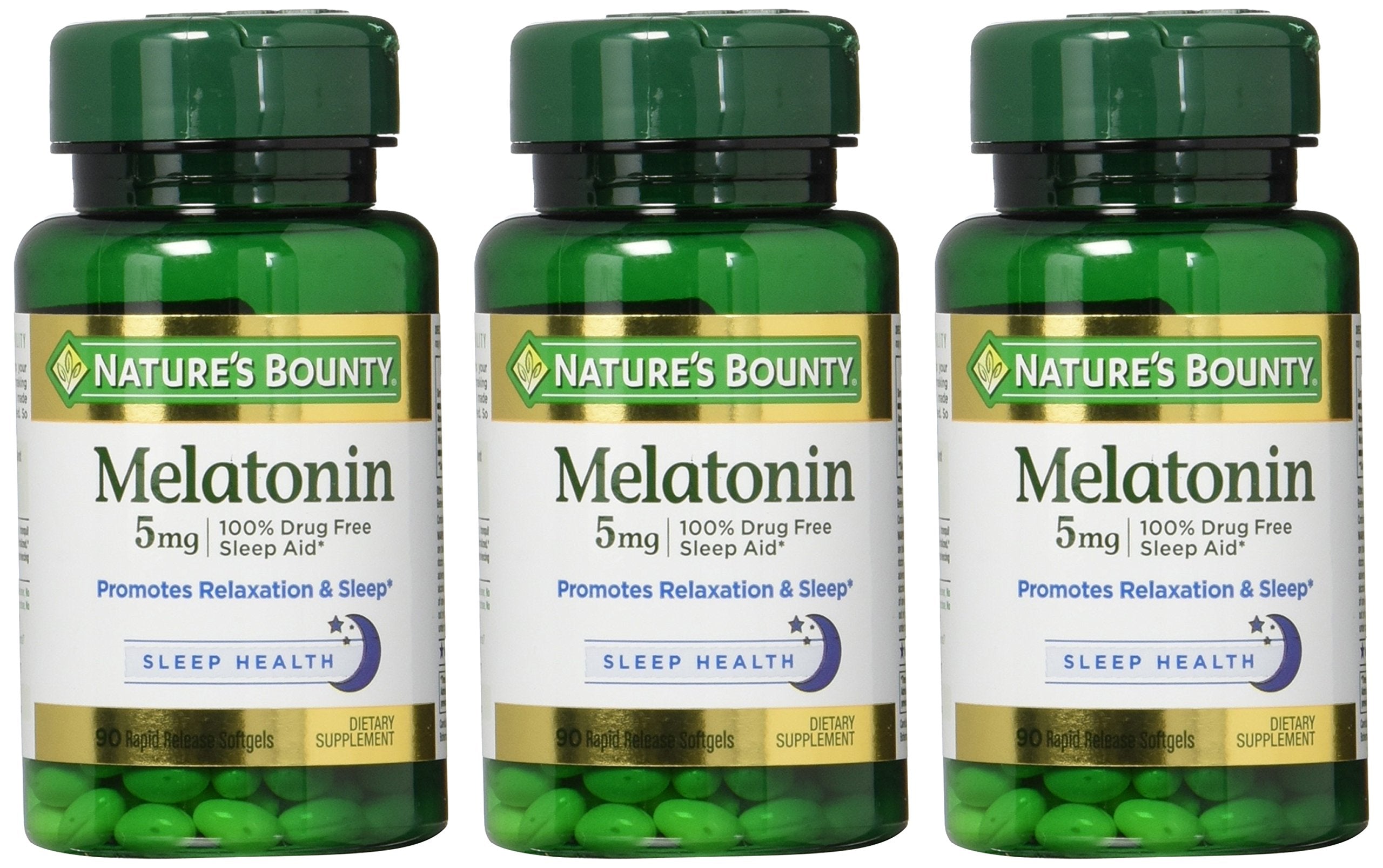 Nature's Bounty Melatonin 5 mg softgel in hand
