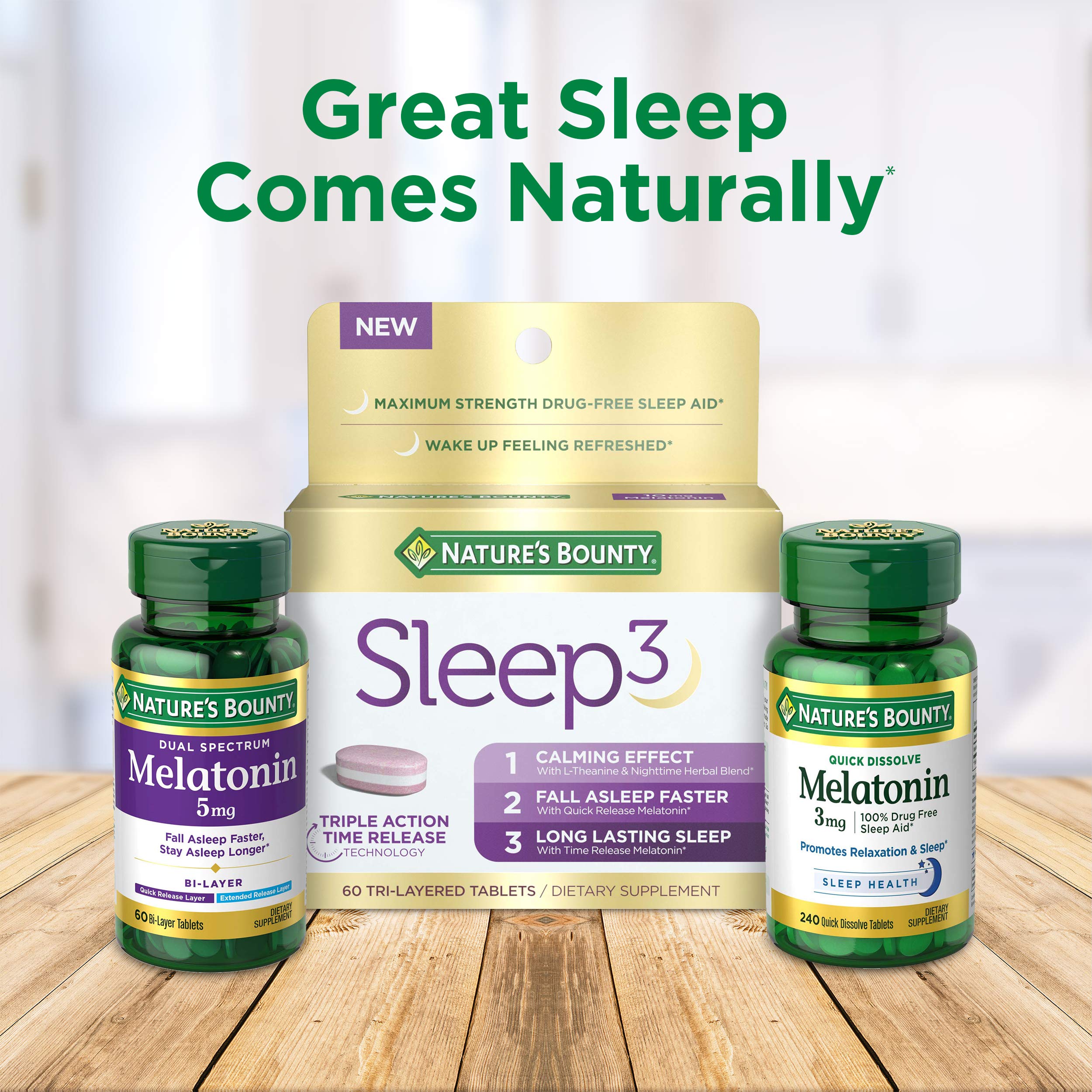 Nature's Bounty Melatonin 5 mg softgel with measuring spoon