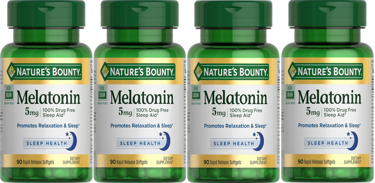 Nature's Bounty Melatonin 5 mg Softgels front view of packaging