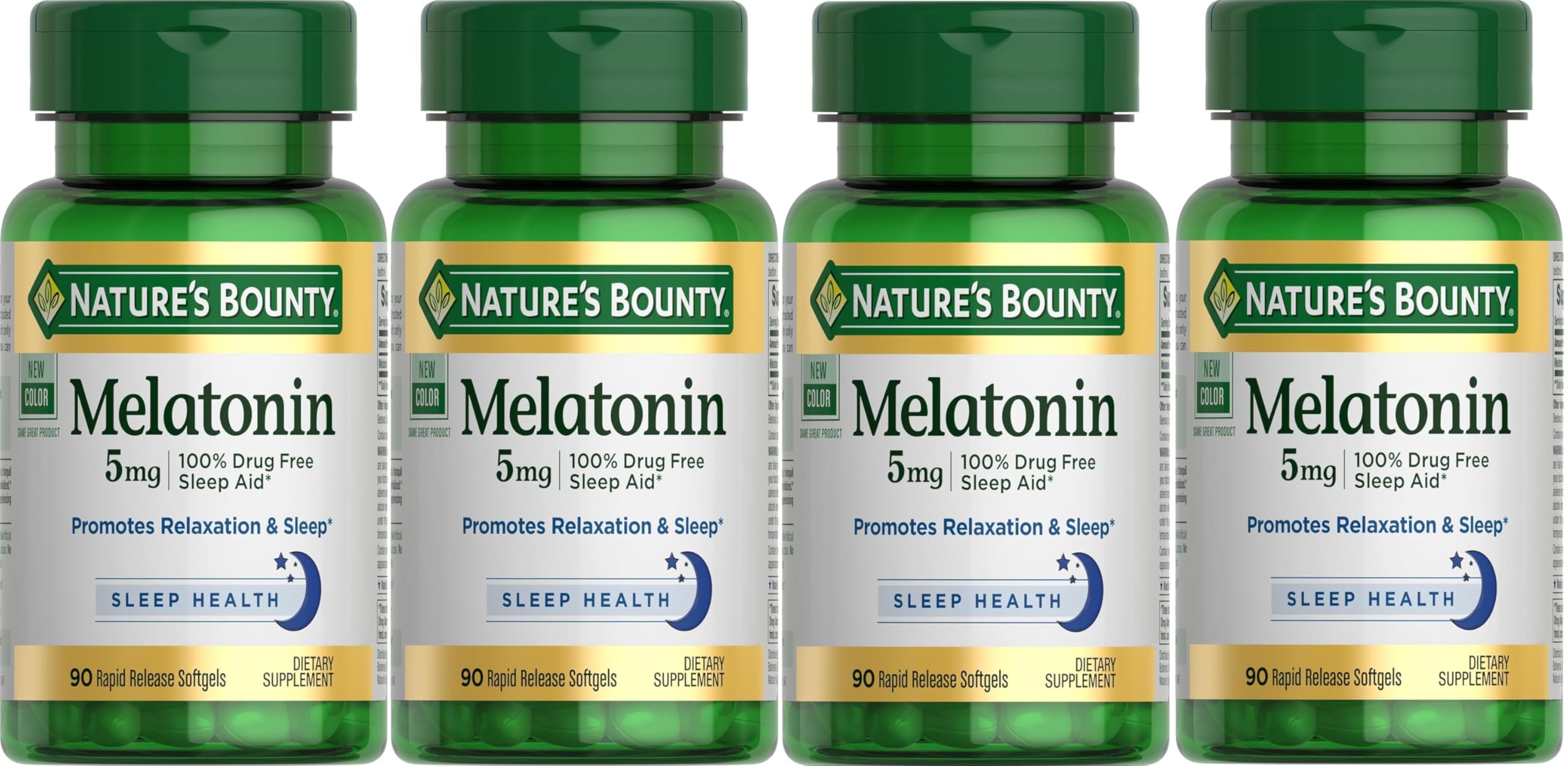 Nature's Bounty Melatonin 5 mg Softgels front view of packaging