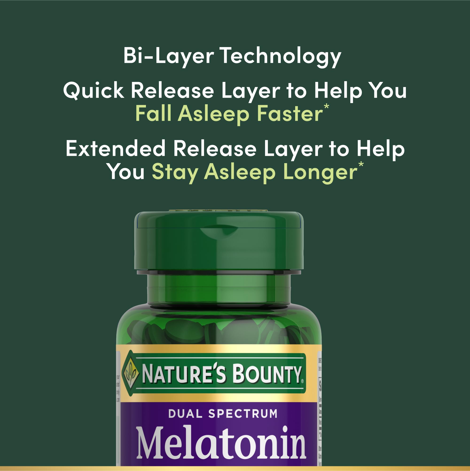 Nature's Bounty Melatonin 5mg Dual Spectrum Tablets back view