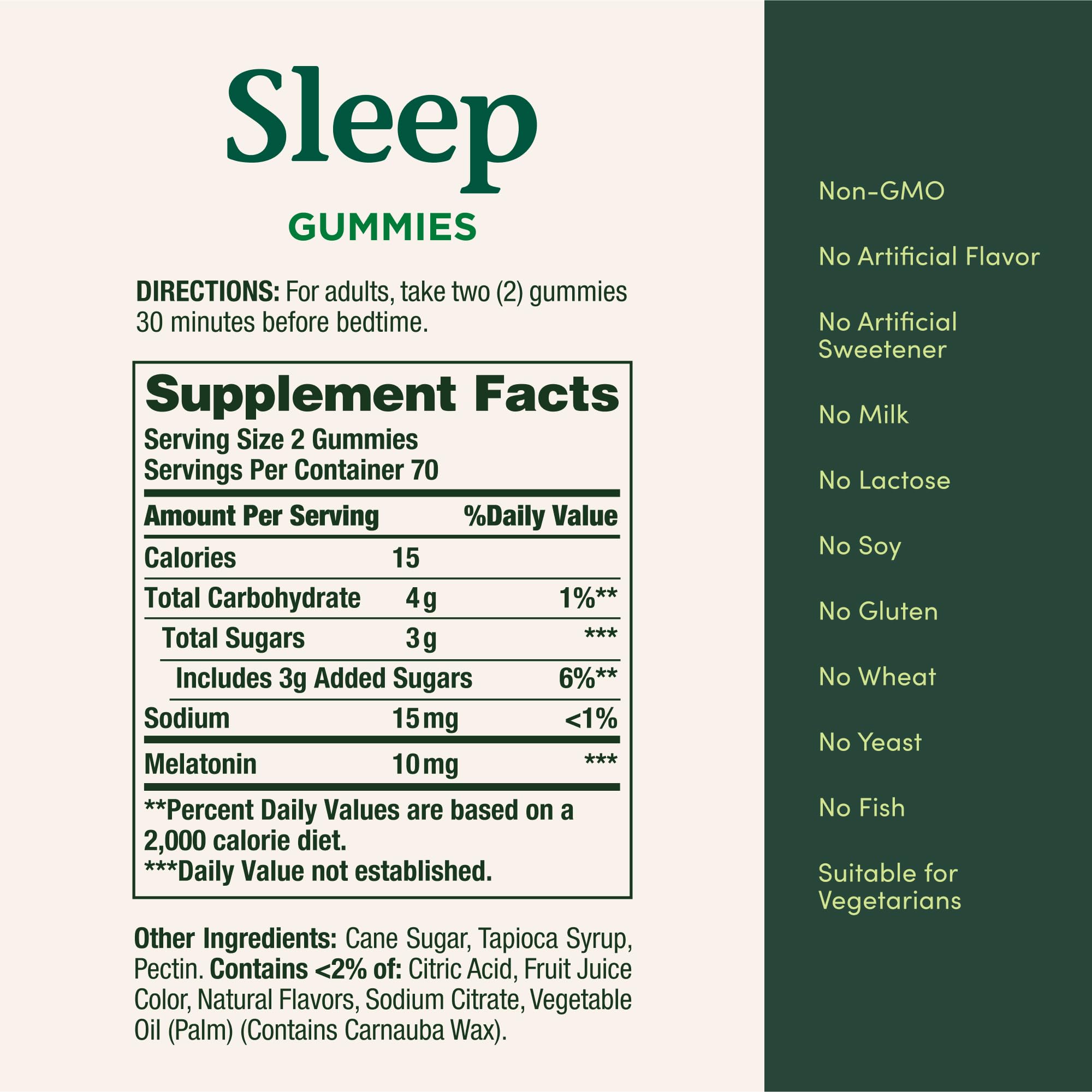 Nature's Bounty Melatonin Gummies 10mg back view packaging