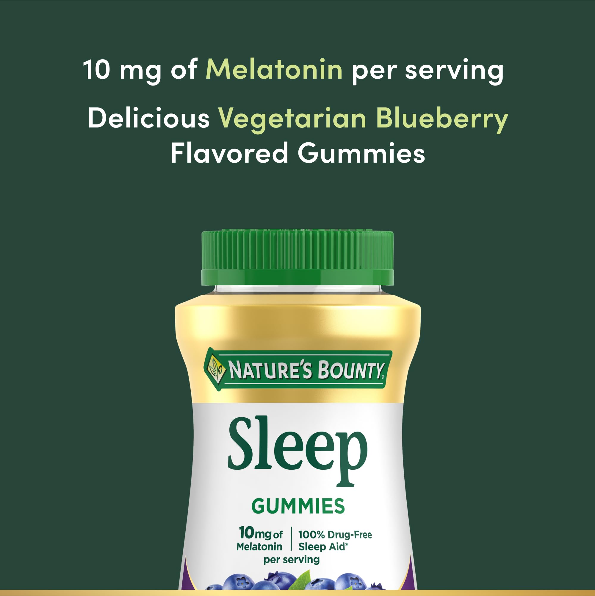 Nature's Bounty Melatonin Gummies 10mg gummies on a table
