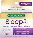 Nature's Bounty Melatonin Sleep3 10mg 30 Tablets front view