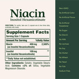 Nature's Bounty Niacin 500mg capsules back view showing ingredients