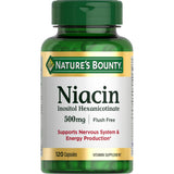 Nature's Bounty Niacin 500mg flush free capsules front view