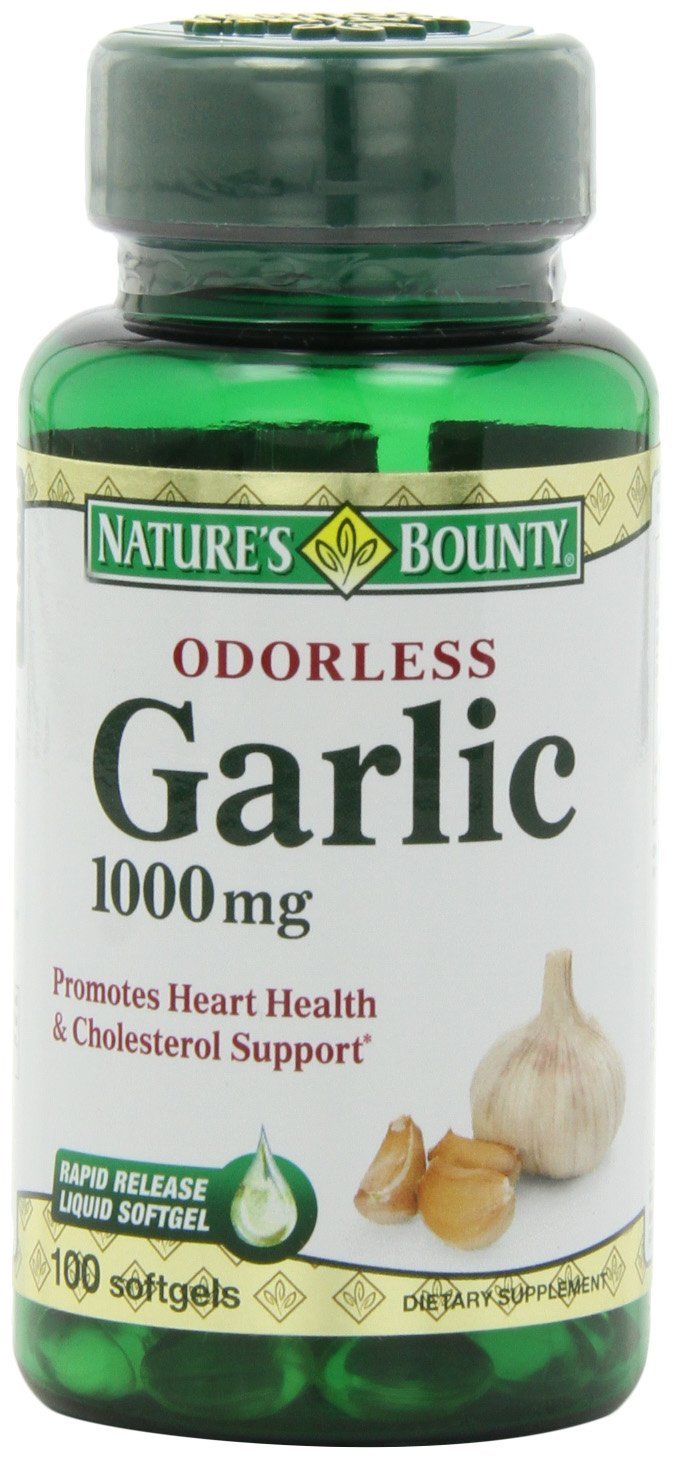 Nature's Bounty Odourless Garlic 1000mg supplement bottle front view