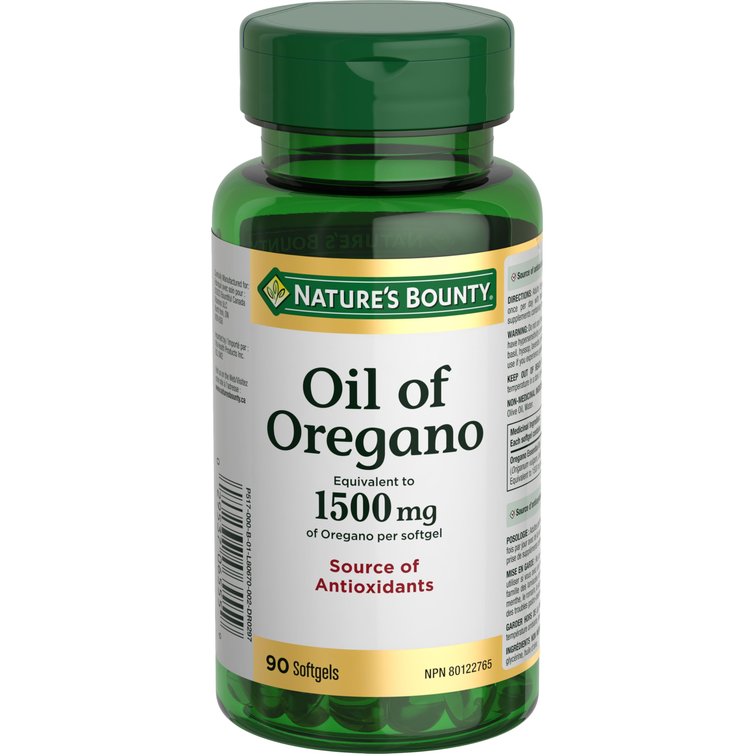 Nature's Bounty Oil of Oregano 1g supplement front view