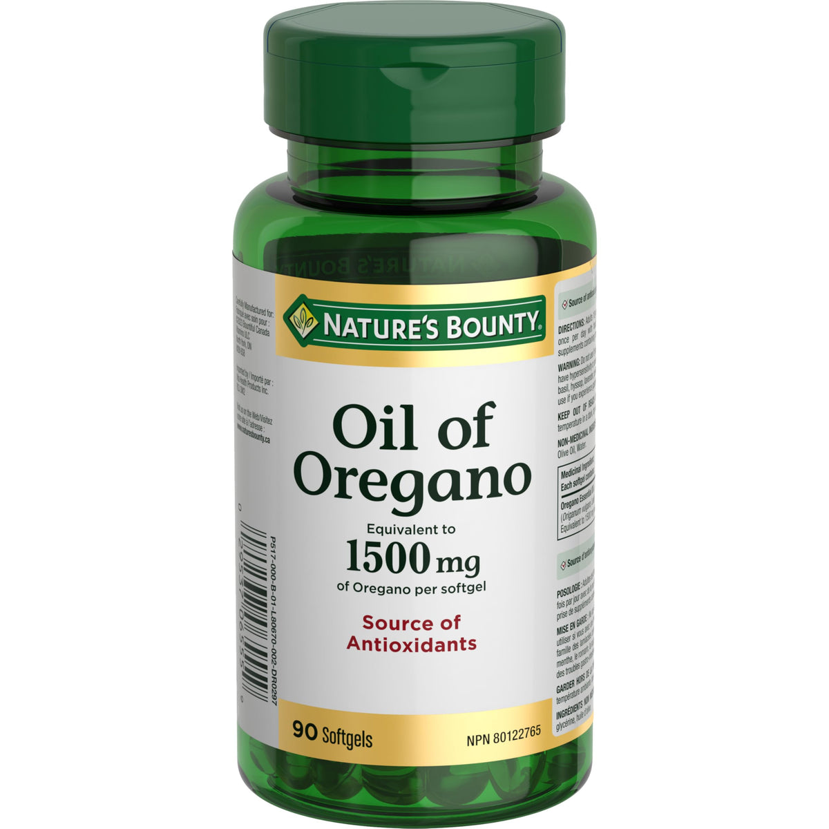 Nature's Bounty Oil of Oregano 1g supplement front view