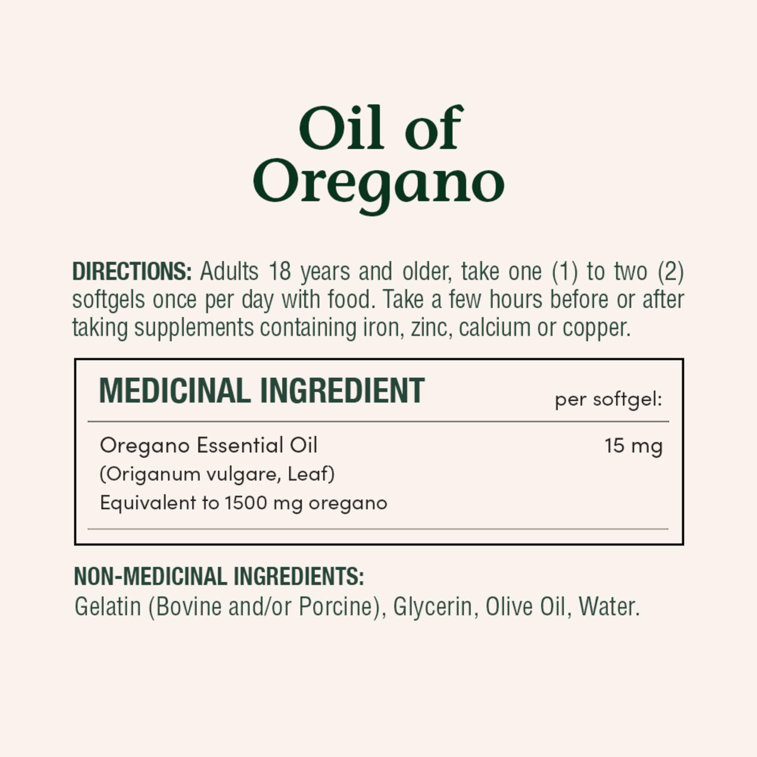 Nature's Bounty Oil of Oregano 1g supplement side view
