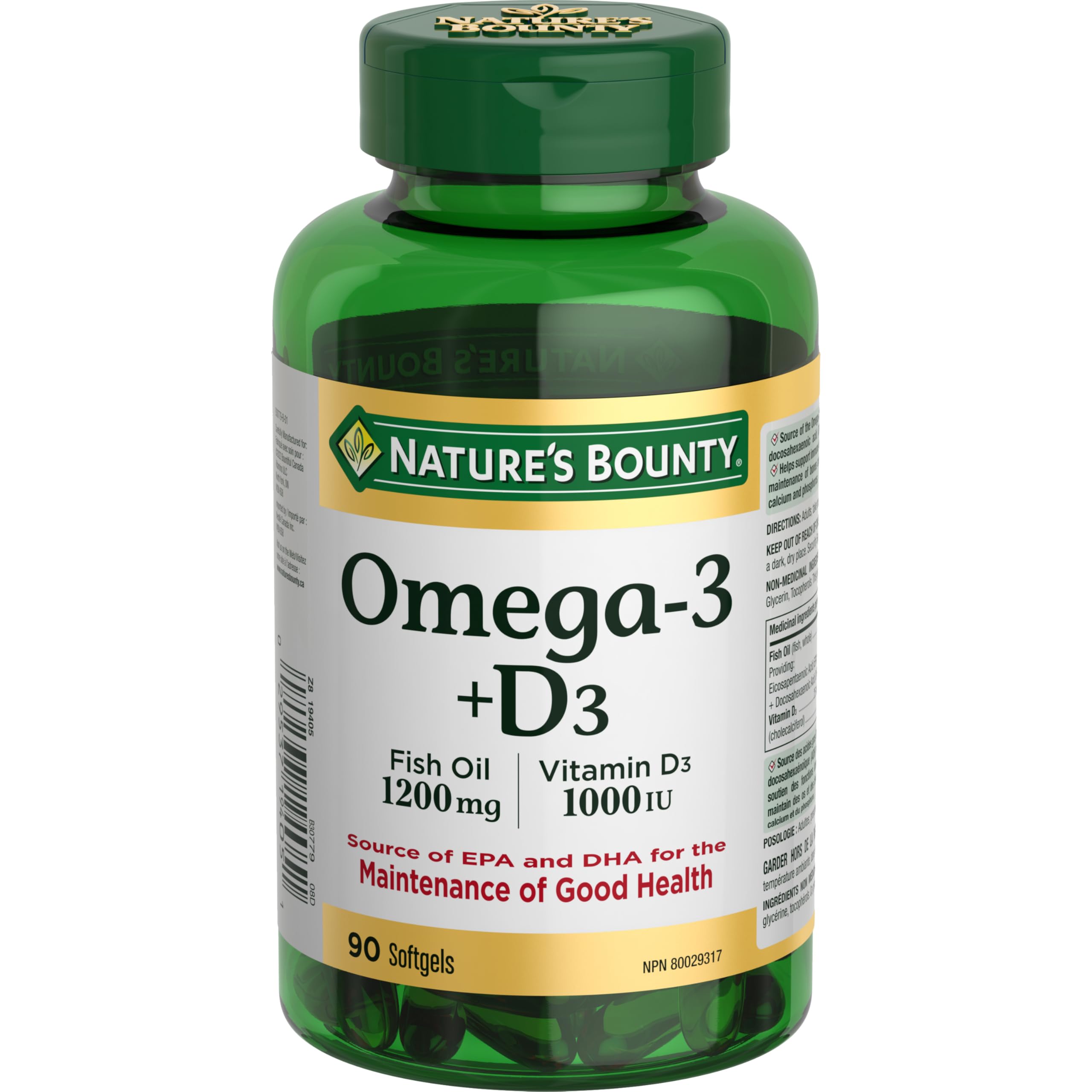 Nature's Bounty Omega-3 Fish Oil Softgels 1200mg front view