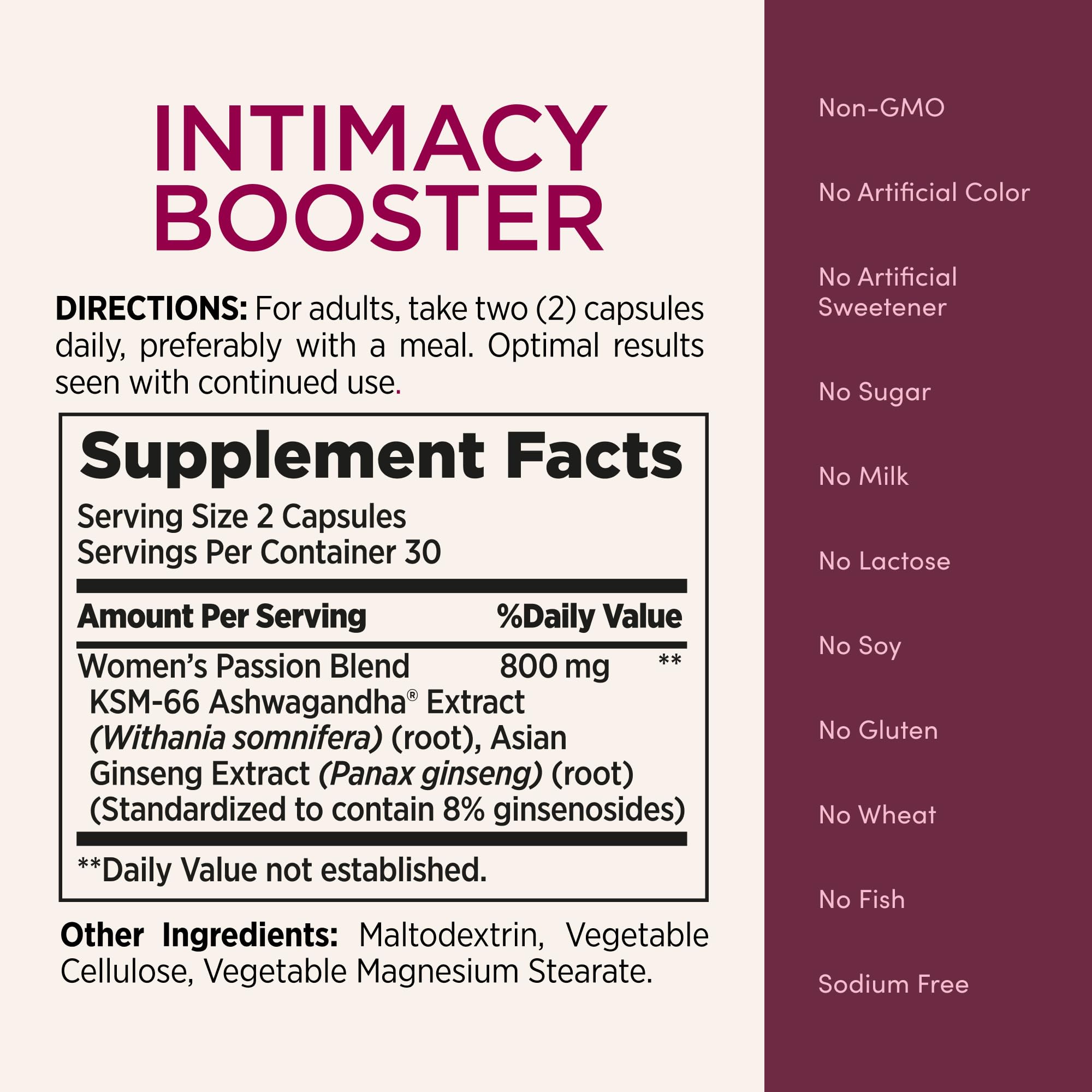 Nature's Bounty Optimal Solutions Intimacy support in a lifestyle setting