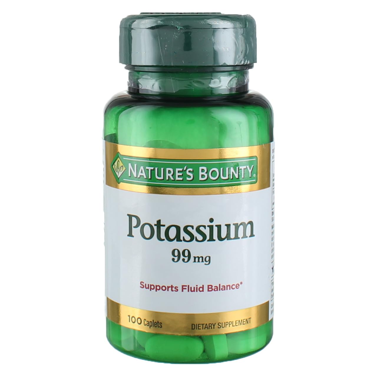 Nature's Bounty Potassium Gluconate 99mg caplet front view