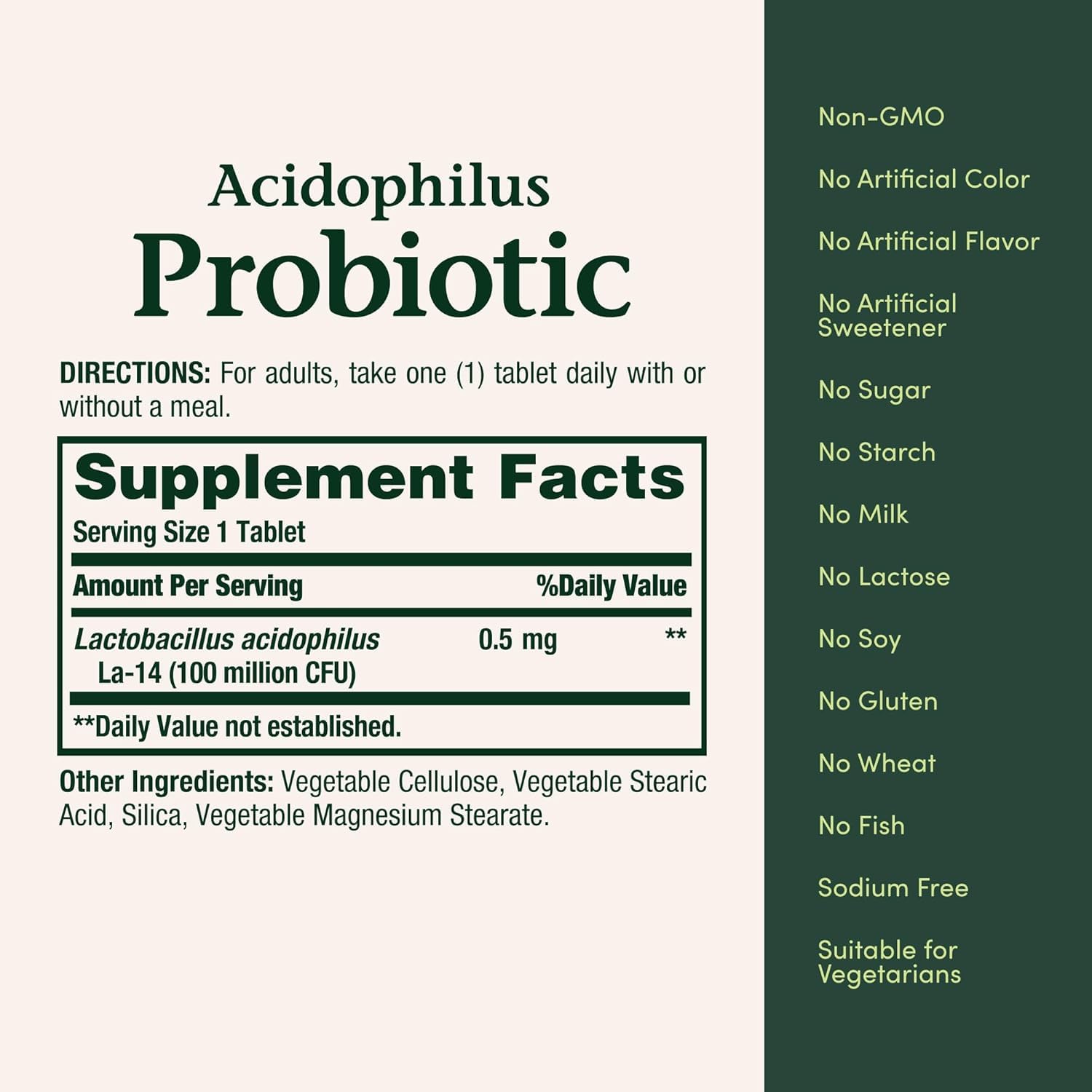 Nature's Bounty Probiotic Acidophilus 360 Tablets bottle packaging