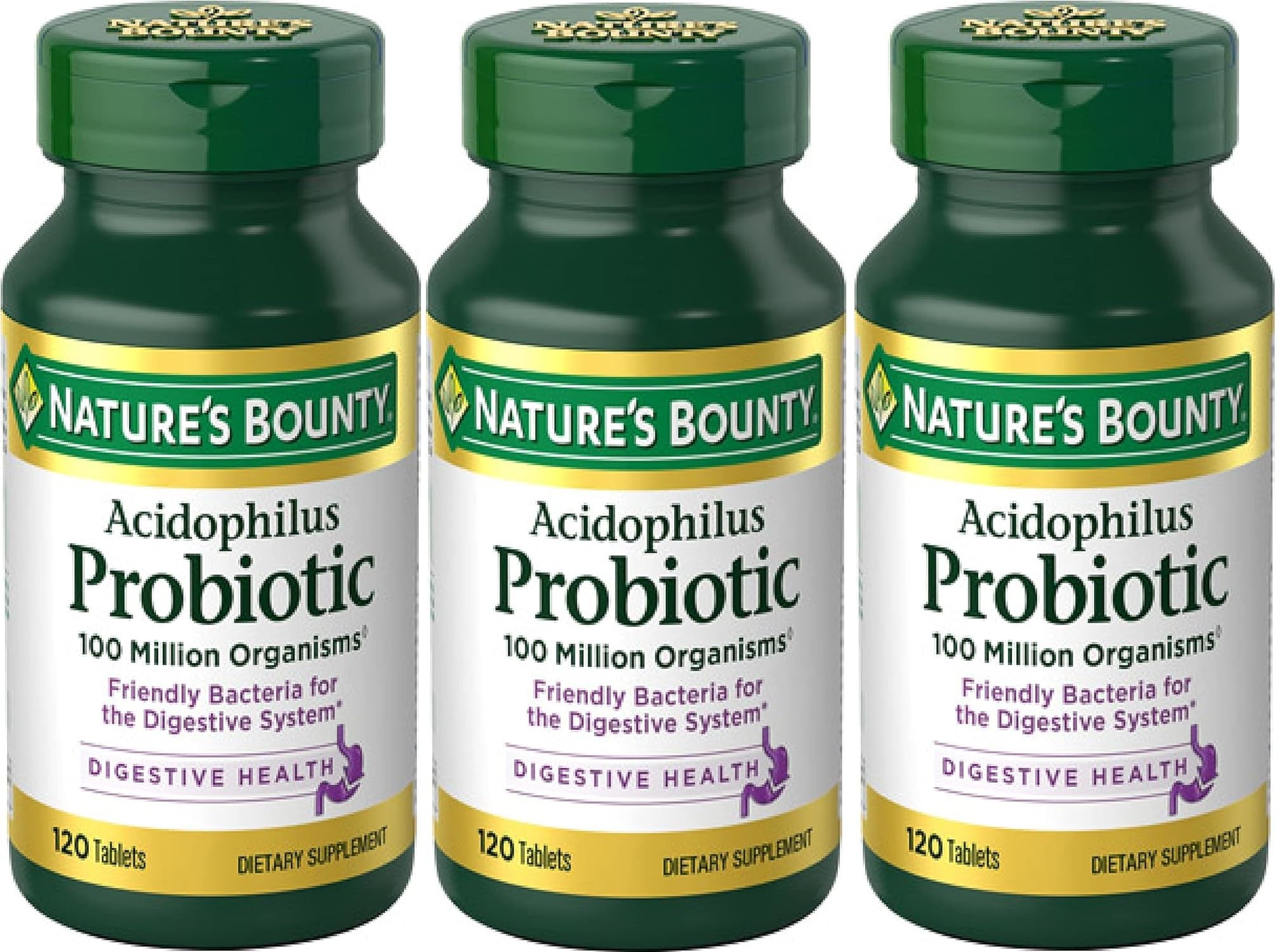 Nature's Bounty Probiotic Acidophilus 360 Tablets front view