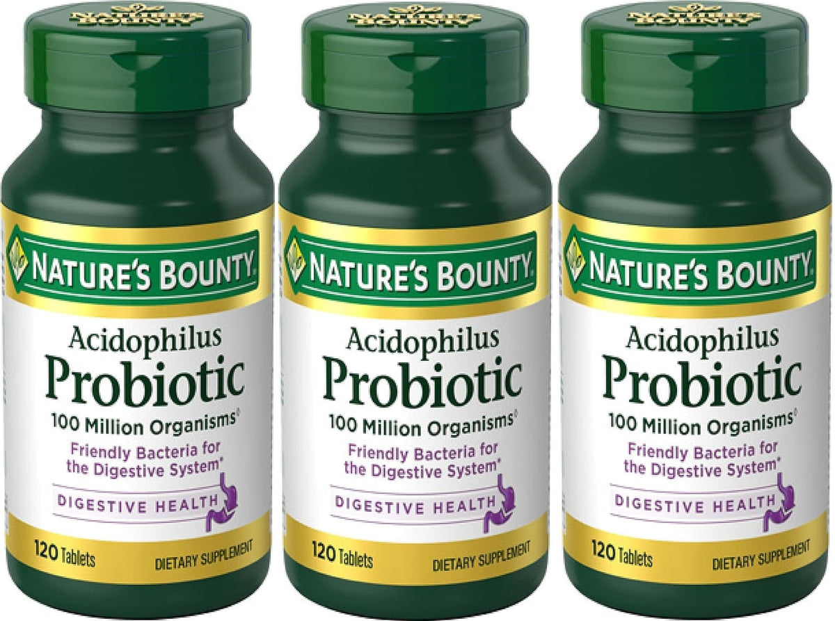 Nature's Bounty Probiotic Acidophilus 360 Tablets front view