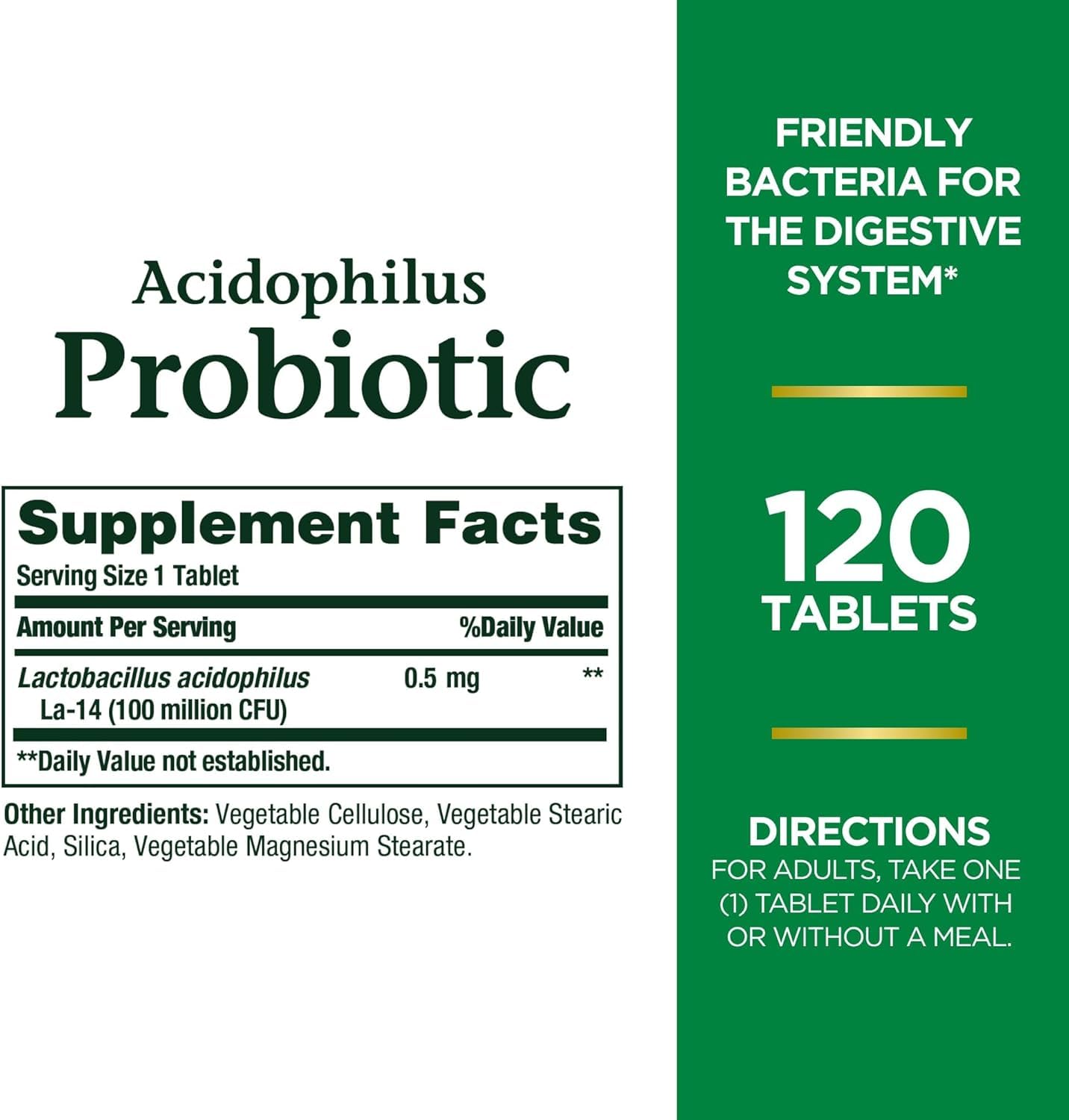 Nature's Bounty Probiotic Acidophilus 360 Tablets in kitchen setting