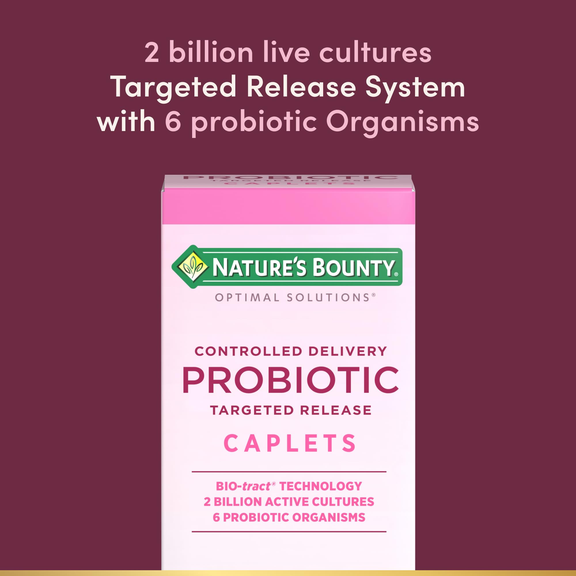 Nature's Bounty Probiotic Caplets with Bio-tract Technology label