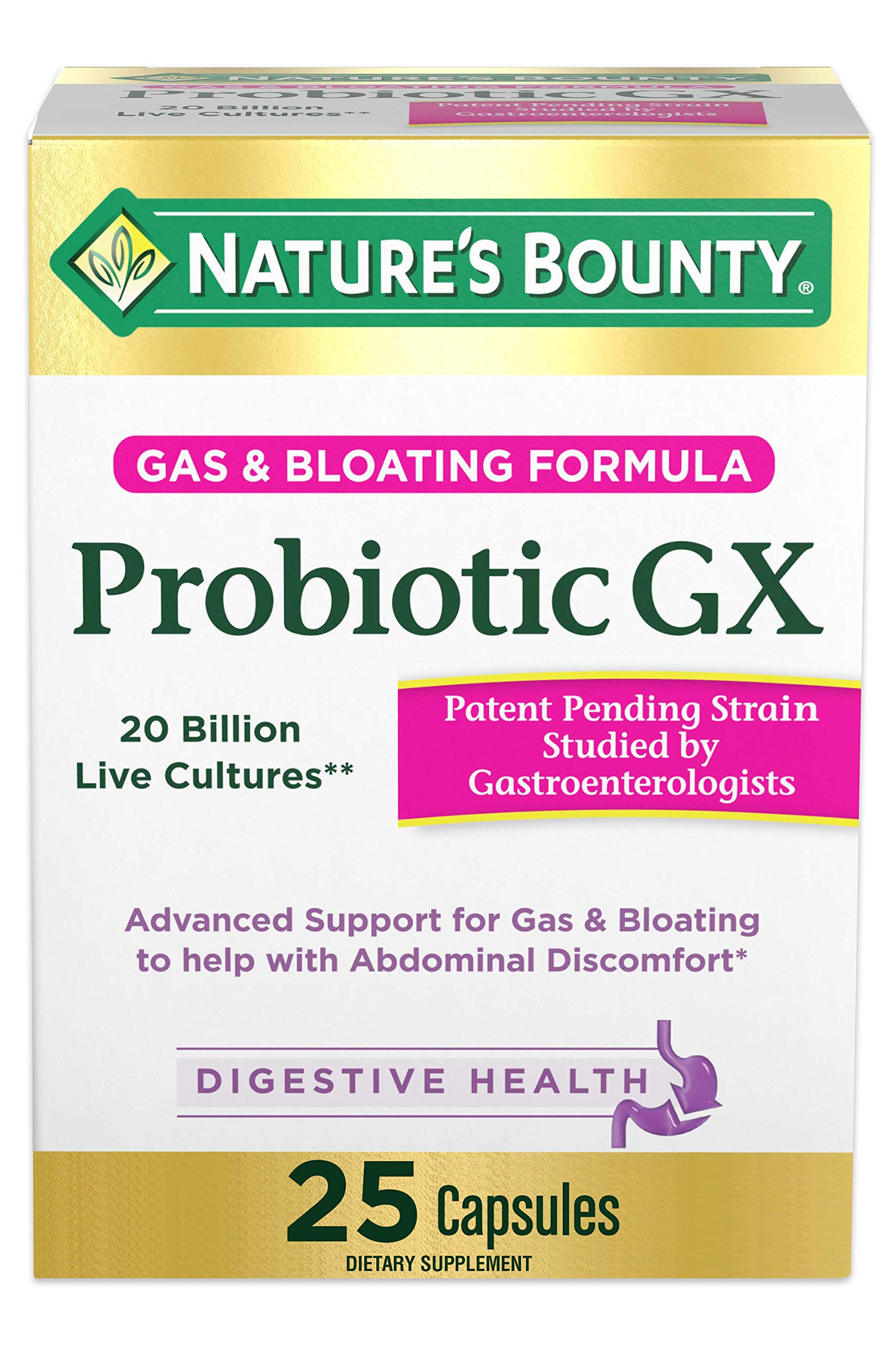 Nature's Bounty Probiotic GX front view with capsule bottle