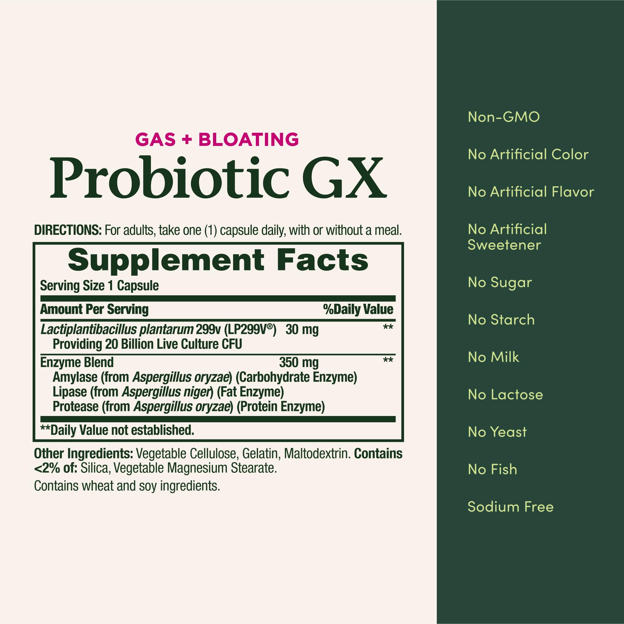 Nature's Bounty Probiotic GX on a wooden table with natural light