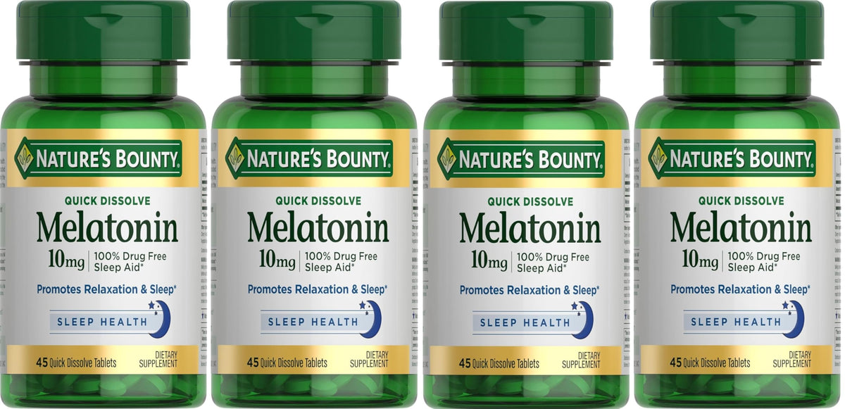 Nature's Bounty Quick Dissolve Melatonin 10mg cherry flavour tablet front view