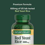 Nature's Bounty Red Yeast Rice Capsules 600mg bottle with label